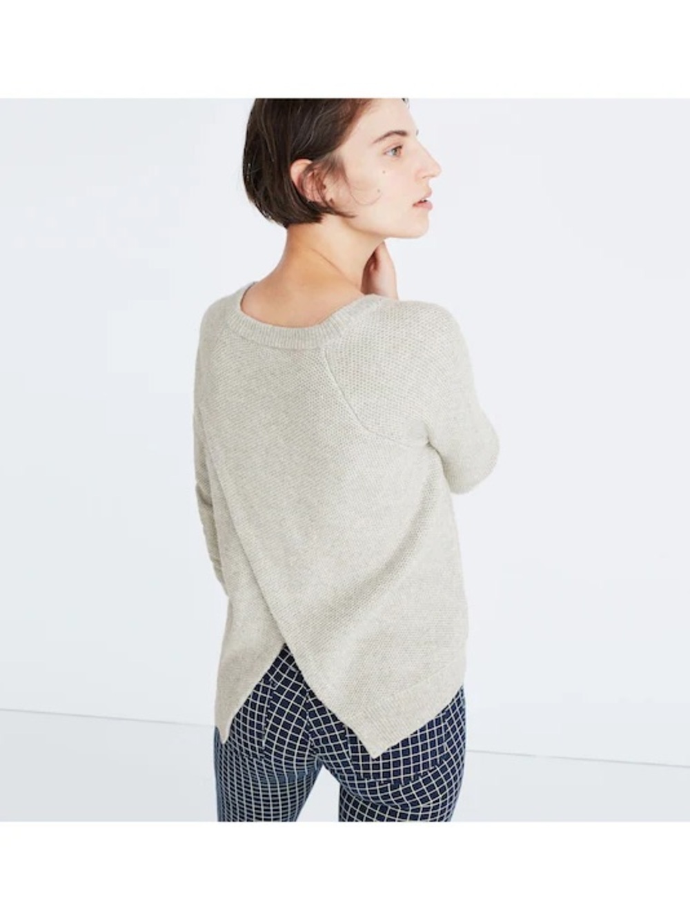 Madewell Gray Open-Back Crew Sweater